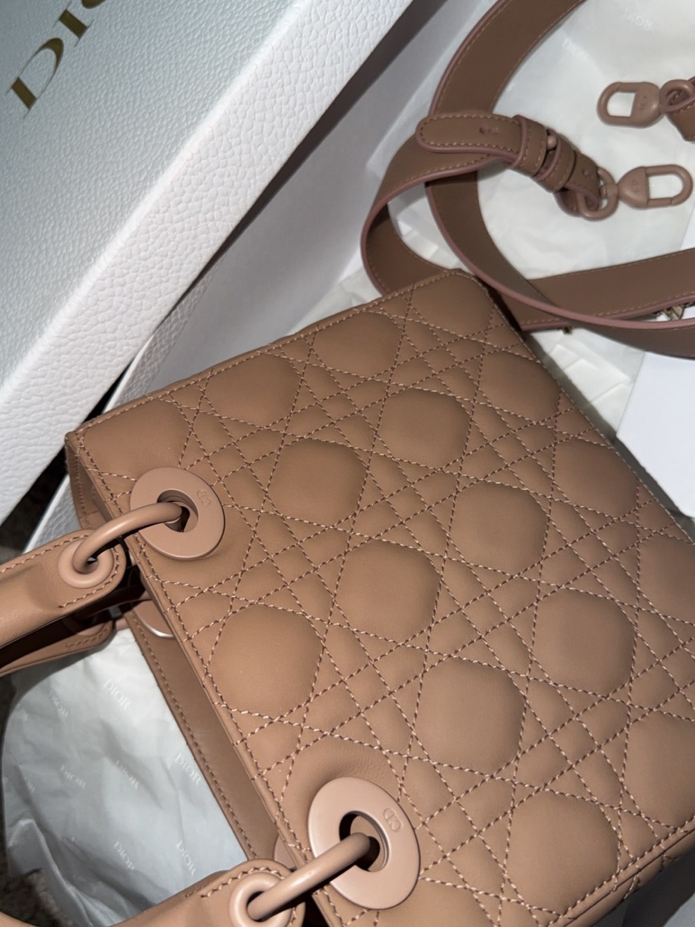 Dior Tan Lady Dior Quilted Leather Satchel - Picture 5 of 7